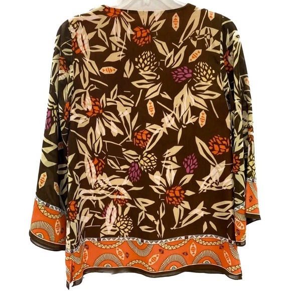 Diane Gilman Colorful Beaded V Neck Blouse - Picture 2 of 5